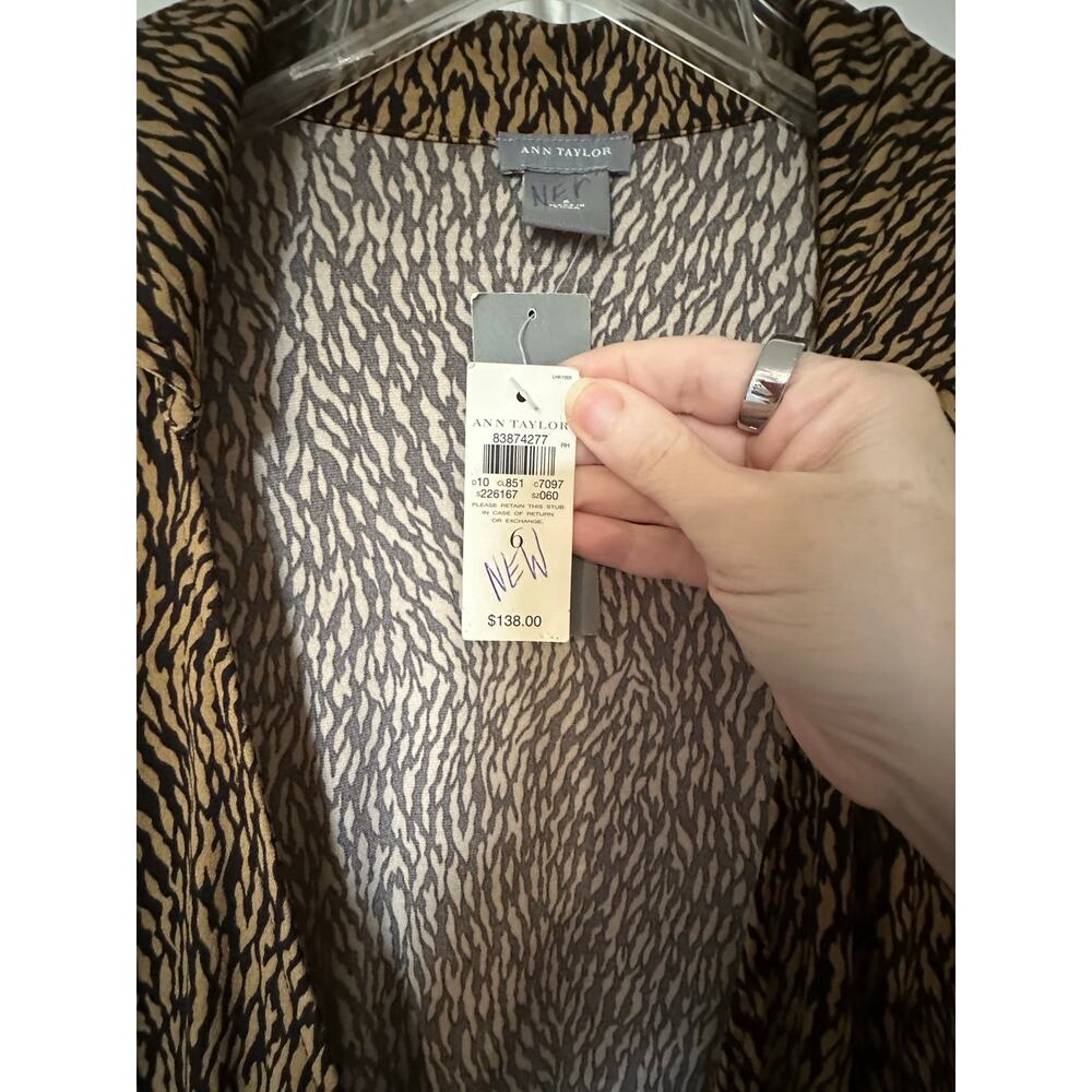 Ann Taylor Leopard Printed Waist Tie Wrap Dress Brown Women's Size 6 NWT $138 - Picture 8 of 11